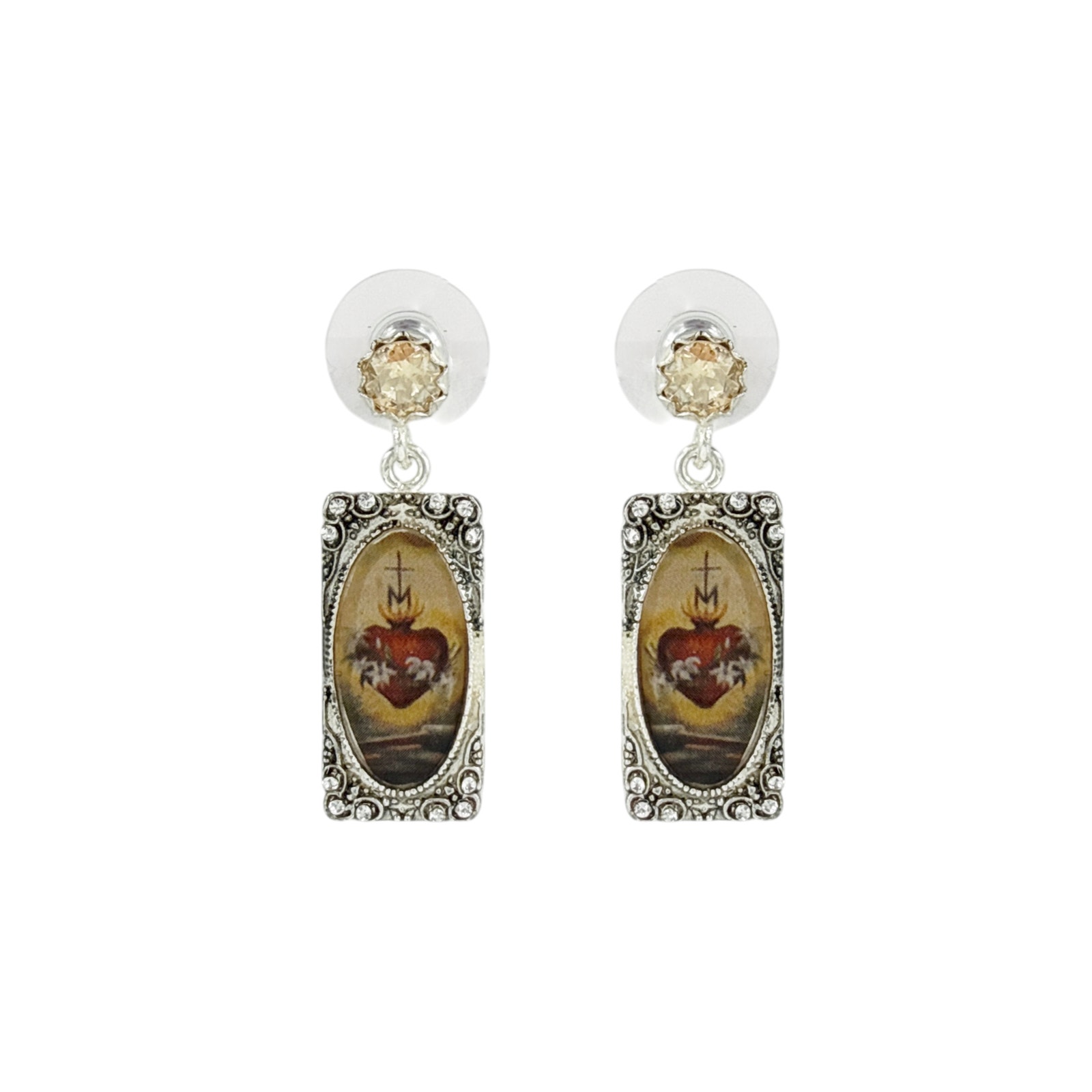 Virgins Saints & Angels Vsa Retablo Rectangular Framed Earrings In Silver — image 3 of 6